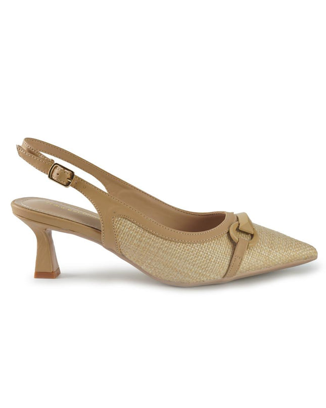 Francesco Milano Chanel Slingback con Tacco in Pelle e Raffia Beige E06-06K RAFFIA Francesco Milano 