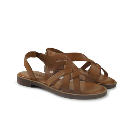 Vueva Sandali Flat Donna in Pelle Cuoio - MARIO SPATARELLA