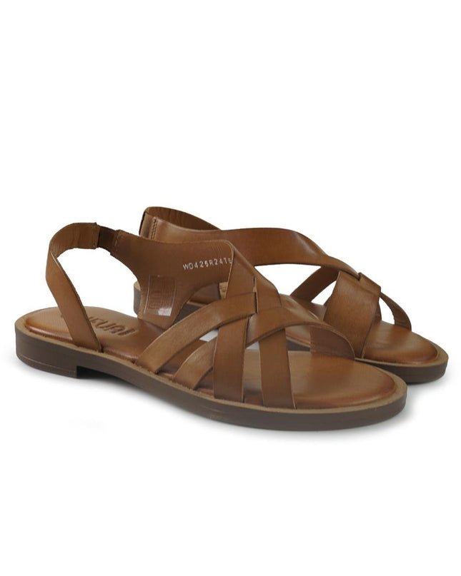 Vueva Sandali Flat Donna in Pelle Cuoio - MARIO SPATARELLA