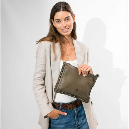 Biba Pochette con Borchie e Tracolla in Pelle Verde - MARIO SPATARELLA