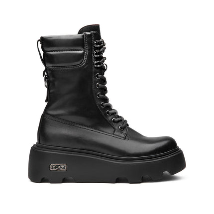 Anfibi Cult Donna con Zeppa in Pelle Nero - MARIO SPATARELLA