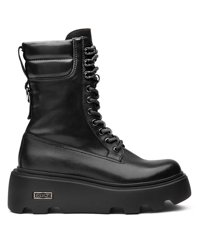 Anfibi Cult Donna con Zeppa in Pelle Nero - MARIO SPATARELLA