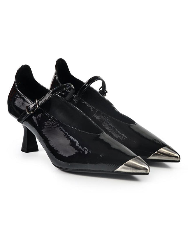 Decollete con Cinturino Bruno Premi a Punta in Vernice Nero BM0402 OLI VET BLACK Bruno Premi 