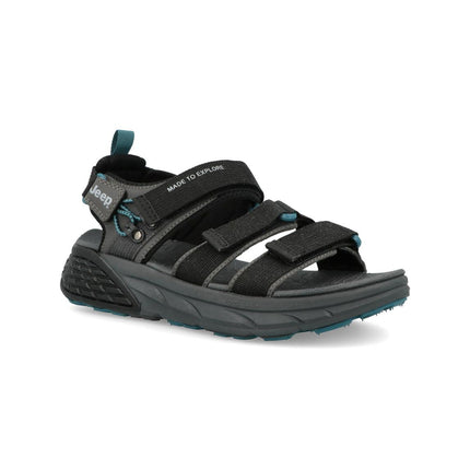 Jeep Sandali Uomo con Doppio Velcro in Tessuto Nero GROOVE SANDAL BLACK Jeep Footwear 