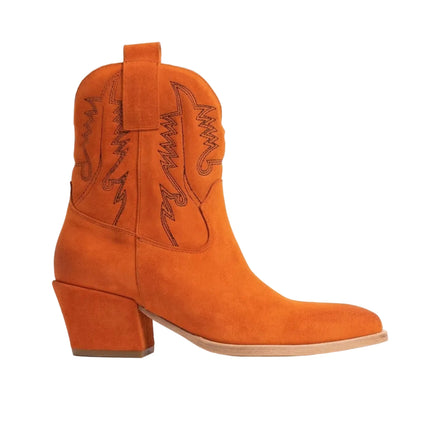 Spatarella Stivaletto Texano Tubolare in Camoscio Arancione - MARIO SPATARELLA