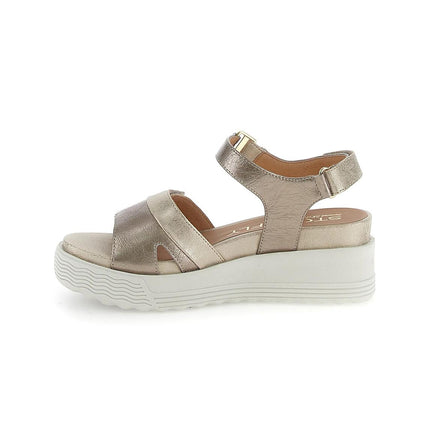Stonefly Sandali Donna con Zeppa e Chiusura Velcro Platino 220900 PARKY GOLD Stonefly 