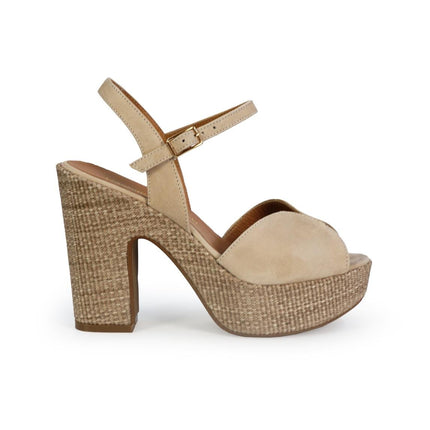 Gianmarco Sorelli Sandalo Donna con Tacco Alto e Plateau in Camoscio Ecru - MARIO SPATARELLA