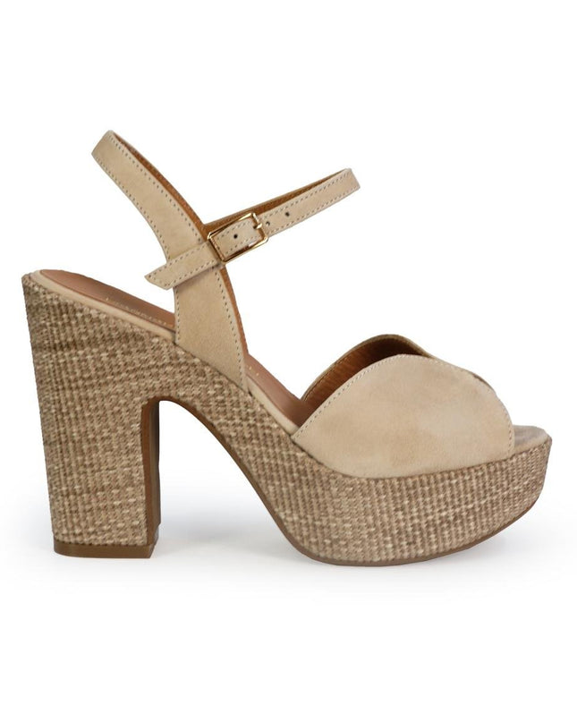 Gianmarco Sorelli Sandalo Donna con Tacco Alto e Plateau in Camoscio Ecru - MARIO SPATARELLA