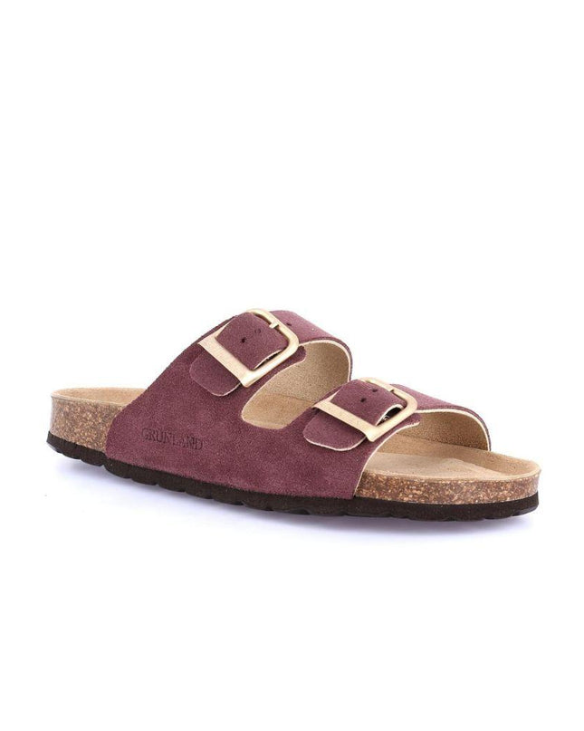 Grunland Sandali Doppia Fibbia Plantare Morbido Sughero Bio Donna in Camoscio Vinaccia CB2631 SARA VINACCIA Grunland 