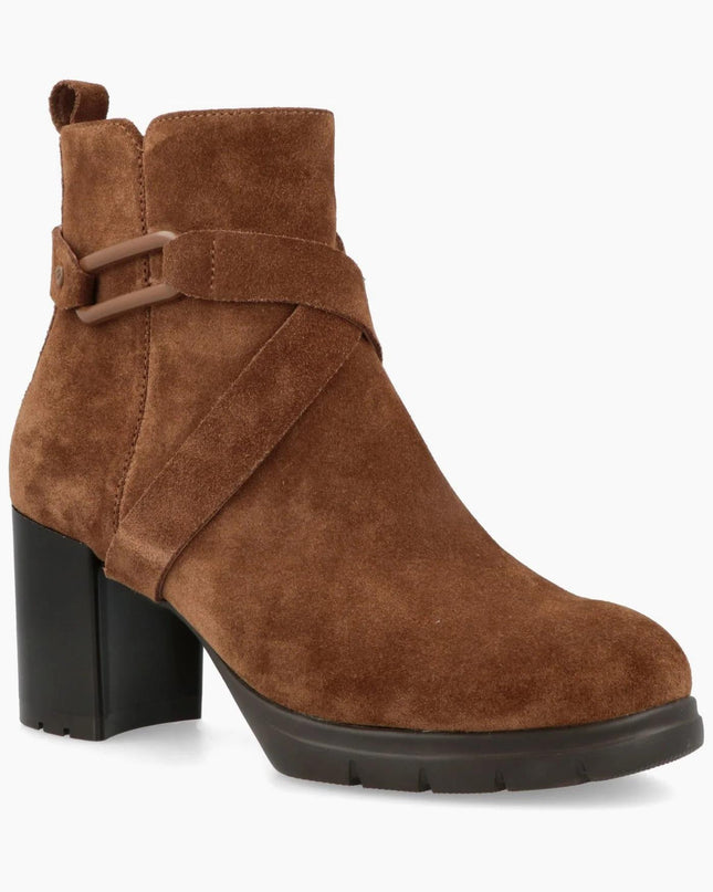 Impronte Stivaletti Donna con Tacco in Camoscio Cognac - MARIO SPATARELLA