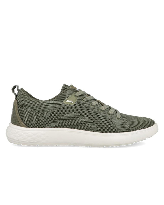 Jeep Sneakers Uomo Bassa in Tessuto Verde KOBI DERBY MILITARY Jeep Footwear 