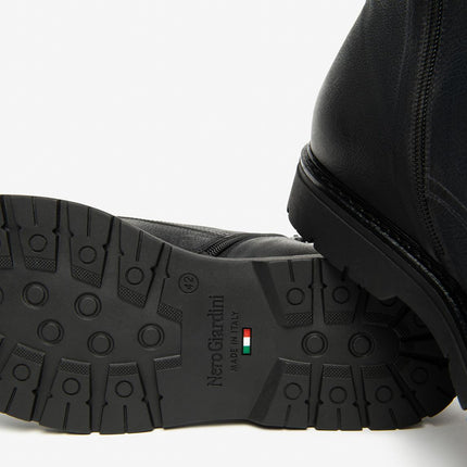 Nero Giardini Stivaletti Anfibi Uomo in Pelle Nero - MARIO SPATARELLA