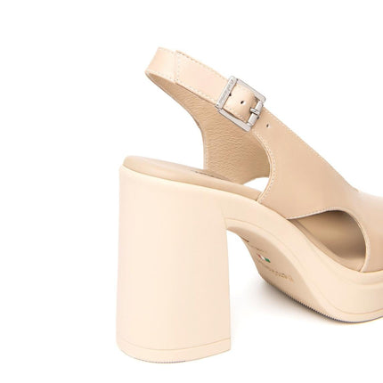 NeroGiardini Sandali Slingback Donna con Tacco Alto e Plateau in Pelle Lino - MARIO SPATARELLA