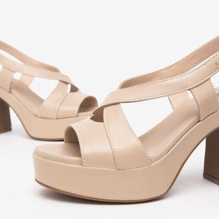 Nero Giardini Sandali Donna con Tacco e Plateau in Pelle Lino E513640D LINO 453 Nero Giardini 