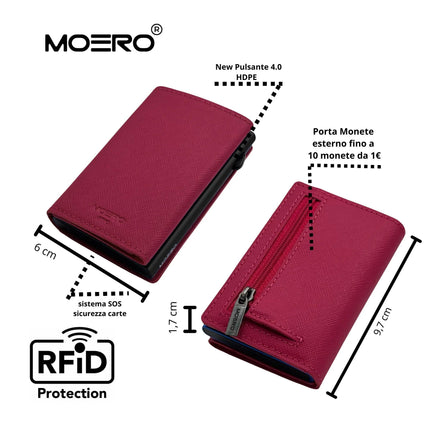 Moero Pro Saffiano Magenta Zip Portafoglio Slim PRO SAFFIANO MAGENTA ZIP CARD Moero 