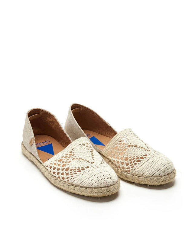 Verbenas Espadrillas Bassa da Donna in Tessuto Bianco CARMEN CROCHET CRUDO Verbenas 