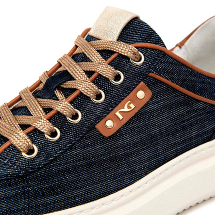 NeroGiardini Sneakers Donna in Pelle e Tessuto Blu - MARIO SPATARELLA