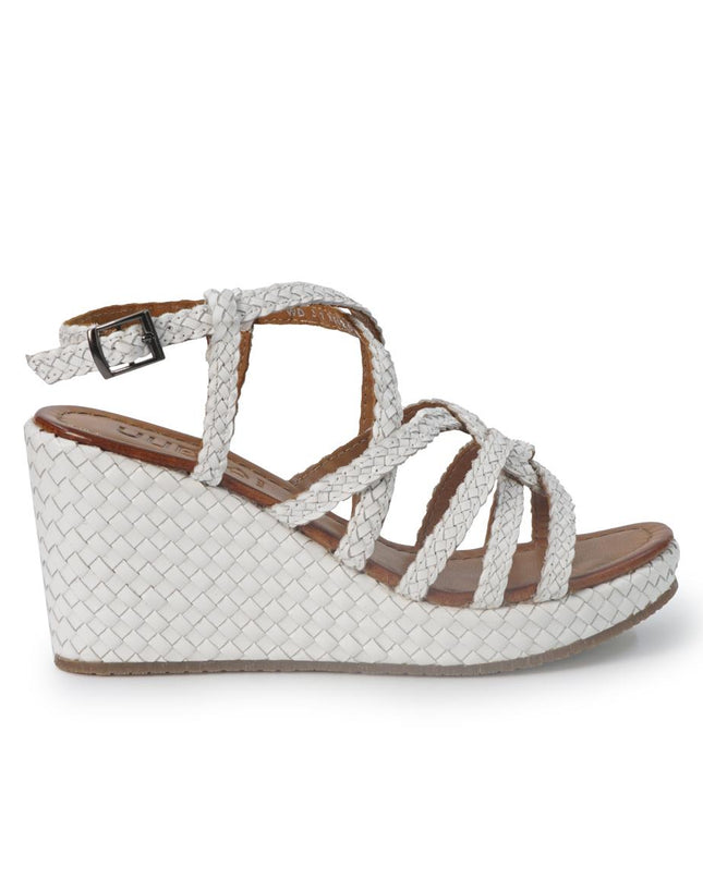 Vueva Sandali Zeppa Alta Donna in Pelle Intrecciata Bianca WD319R29 WHITE Vueva 