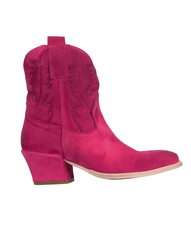 Spatarella Stivaletto Texano Tubolare in Camoscio Fuxia - MARIO SPATARELLA