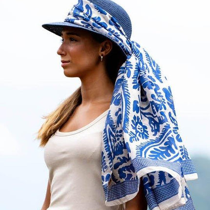 Foulard Pareo in Seta Stampa Blu ASK277C SILK AZUL OSCURO Colores de Otono 