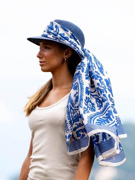 Foulard Pareo in Seta Stampa Blu ASK277C SILK AZUL OSCURO Colores de Otono 
