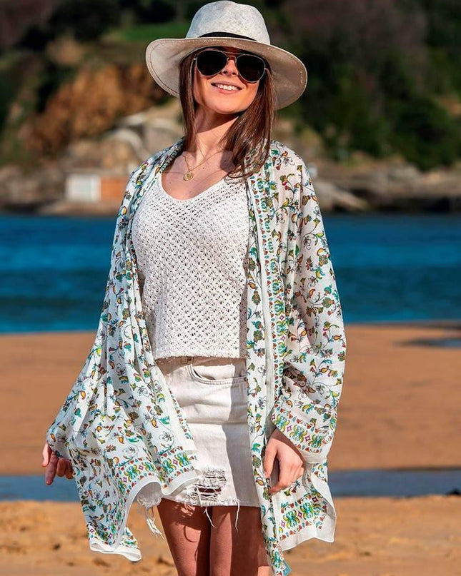 Foulard Pareo in Cotone Stampato Fantasia Giallo - MARIO SPATARELLA