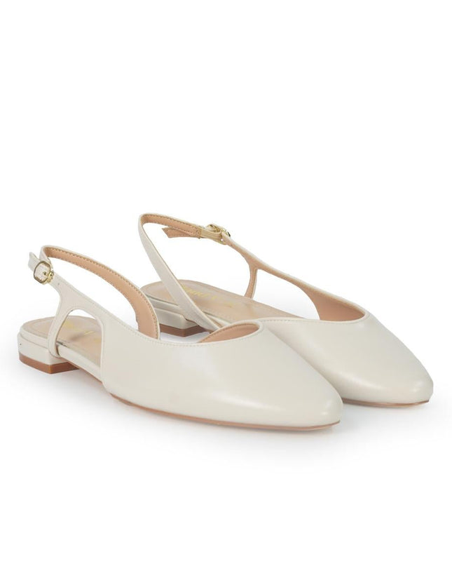 ClaudV Chanel Donna Sling Back Tacco Basso in Pelle Panna - MARIO SPATARELLA