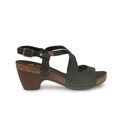 Jungla Sandalo Donna con Tacco in Pelle Nabuk Verde 8520 PRADO Jungla 