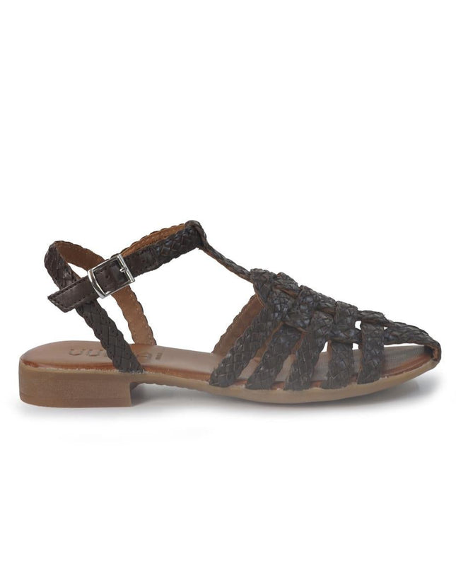 Vueva Sandali Infradito Flat Donna in Pelle Intrecciata Marrone - MARIO SPATARELLA