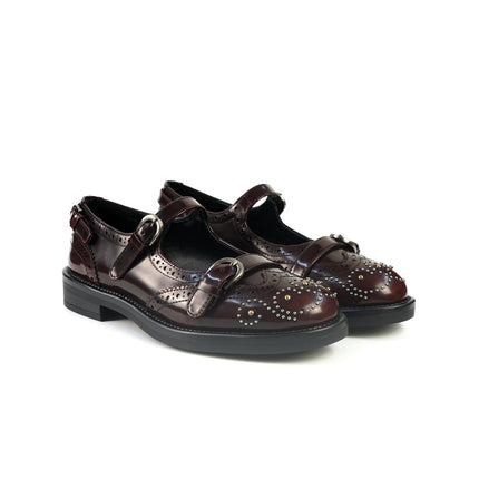 Ballerine Bruno Premi con Cinturini Monogramma e Borchie in Pelle Cherry BM1806 CHERRY Bruno Premi 