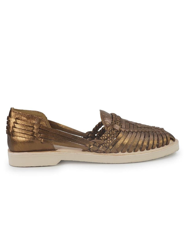 Huarache Mocassino Sandalo Donna in Pelle Laminata Bronzo - MARIO SPATARELLA