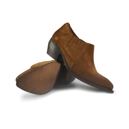 Stivaletto Texano alla Caviglia  in Camoscio Cuoio ELENA13 TEX Spatarella 