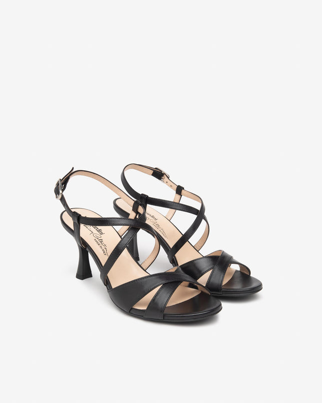 Nero Giardini Sandali Donna con Tacco Rocchetto in Pelle Nero E513200DE NERO 100 Nero Giardini 