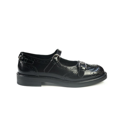 Ballerine Bruno Premi con Cinturini Monogramma e Borchie in Pelle Nero BM1806 BLACK Bruno Premi 