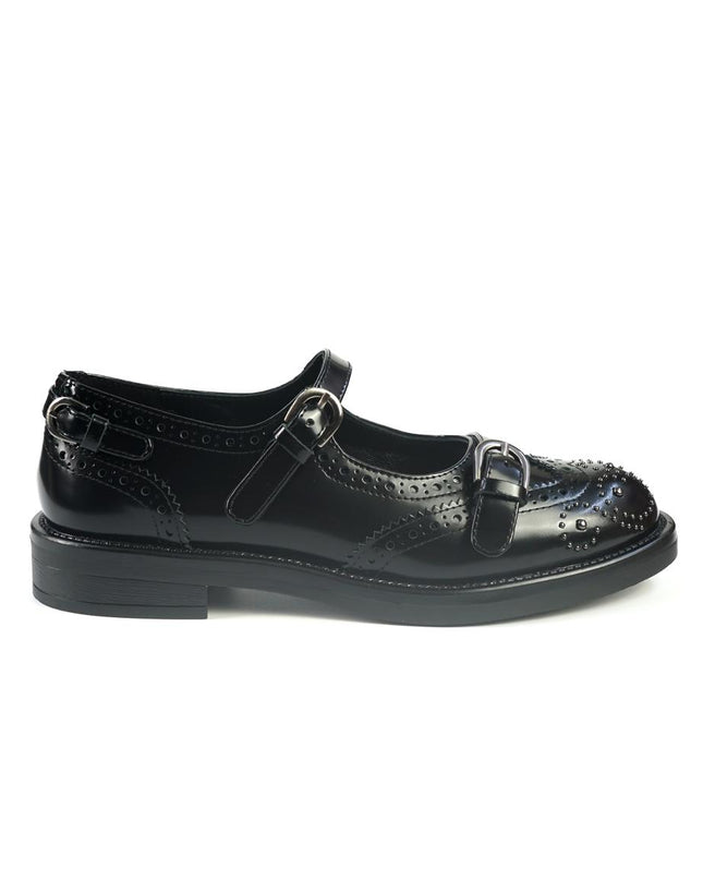 Ballerine Bruno Premi con Cinturini Monogramma e Borchie in Pelle Nero BM1806 BLACK Bruno Premi 