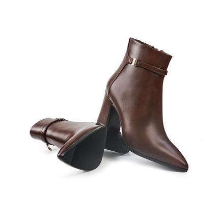 Exe Stivaletti Donna a Punta e Tacco in Ecopelle Marrone SJ1066 BROWN Exe 