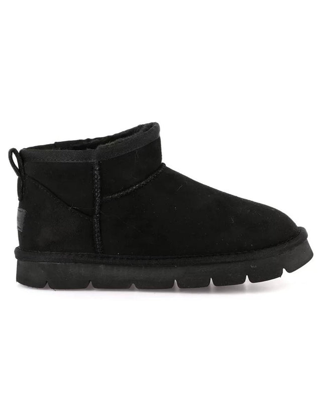 Short Sheepskin Boot Ultra Mini Nero - MARIO SPATARELLA