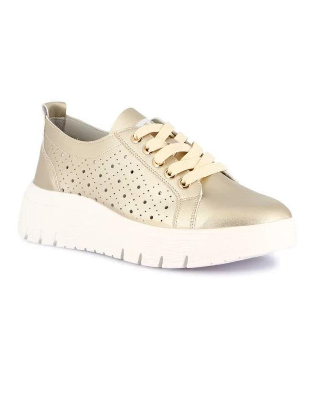 Grunland Sneakers Traforata Donna in Ecopelle Platino SC6180 SEVA LAMINATO Grunland 