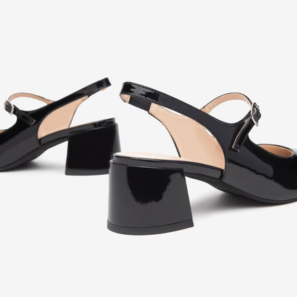 Nero Giardini Chanel Sling Back in Vernice Nera - MARIO SPATARELLA