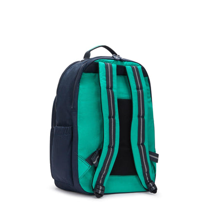 Zaino Porta Computer 15 Pollici Blu SEOUL COLLEGE BLUE GREEN BLOCK Kipling 