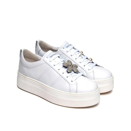 NeroGiardini Sneakers Platform Donna in Pelle Bianca con Charms - MARIO SPATARELLA