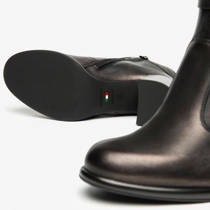 Nero Giardini Stivaletti Donna in Pelle Laminato Moro - MARIO SPATARELLA