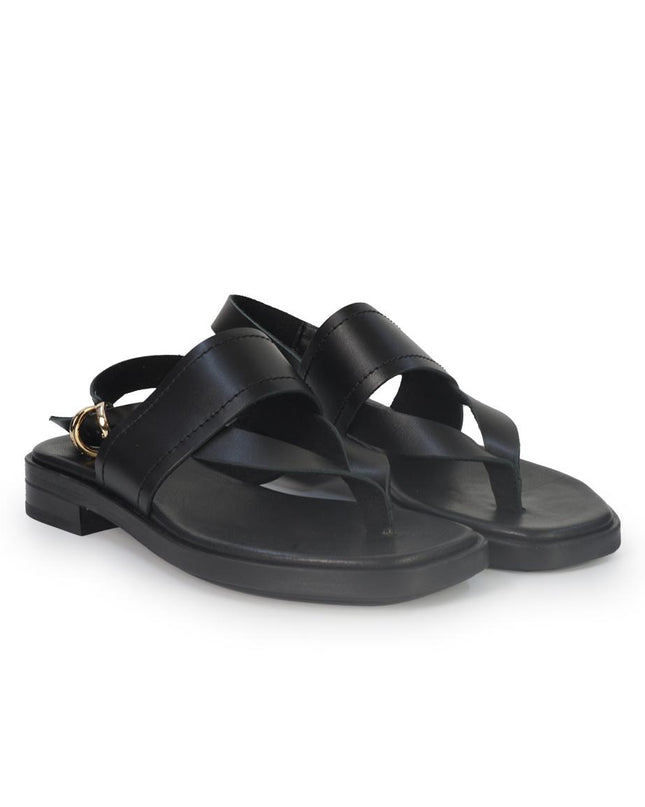 Frau Sandali Infradito Basso Donna in Pelle Nero 87M4 LONDON BLACK Frau 
