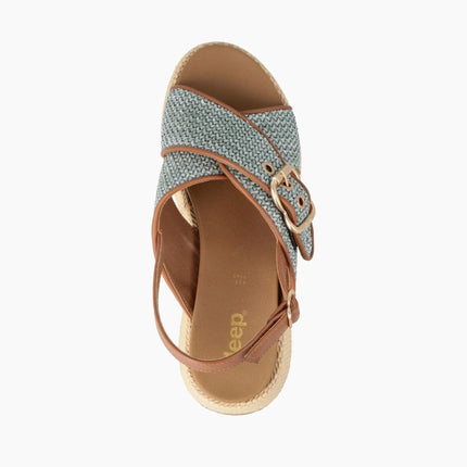 Jeep Sandalo Donna con Zeppa in Tessuto Jeans Multi KARINA CROSS LIGHT BLUE Jeep Footwear 