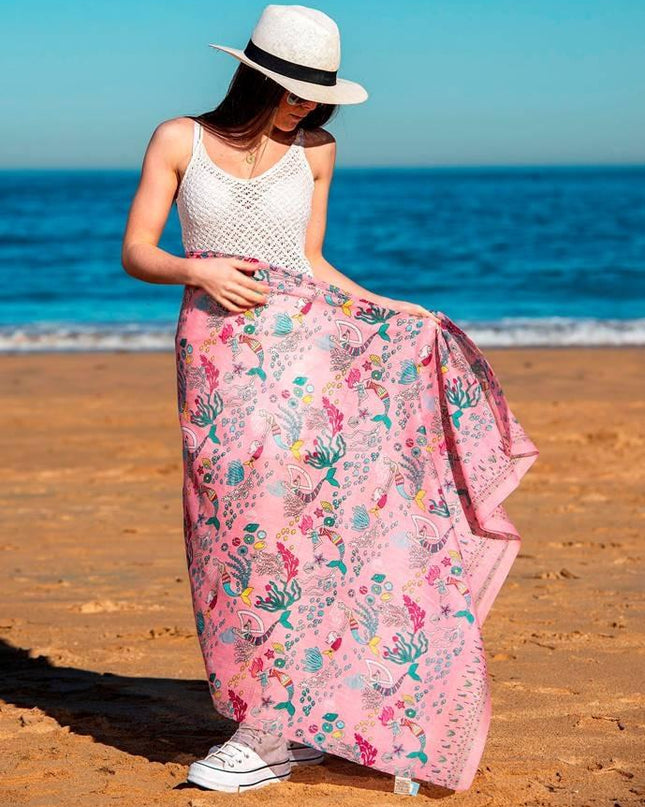Foulard Pareo in Cotone Stampato Fantasia Rosa - MARIO SPATARELLA