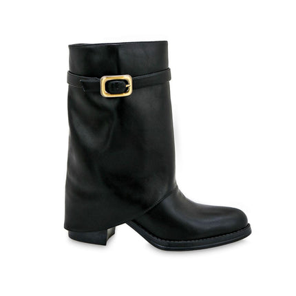 Mezzo Stivale Donna Tex con Risvolto in Ecopelle Nero 2478-04 BLACK Exe 