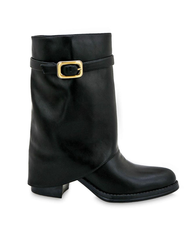 Mezzo Stivale Donna Tex con Risvolto in Ecopelle Nero 2478-04 BLACK Exe 