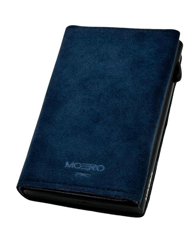 Moero Pro Alcantara Blu Zip Portafoglio Slim - MARIO SPATARELLA