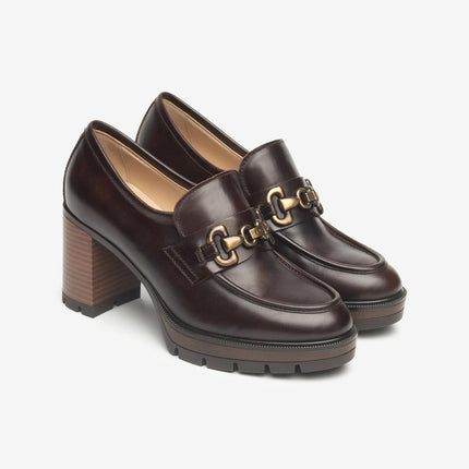 Nero Giardini Mocassini Donna con Tacco e Morsetto in Pelle Testa di Moro - MARIO SPATARELLA