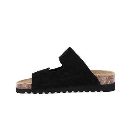 Grunland Sandali Donna Plantare Sughero Doppia Fibbia in Camoscio Nero CB0771 HOLA NERO Grunland 